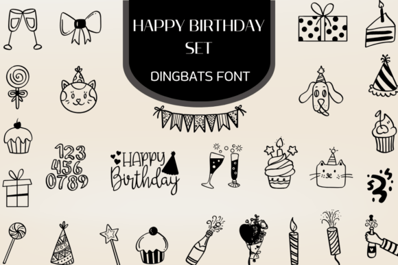 Happy Birthday Set Font for Editorial Design