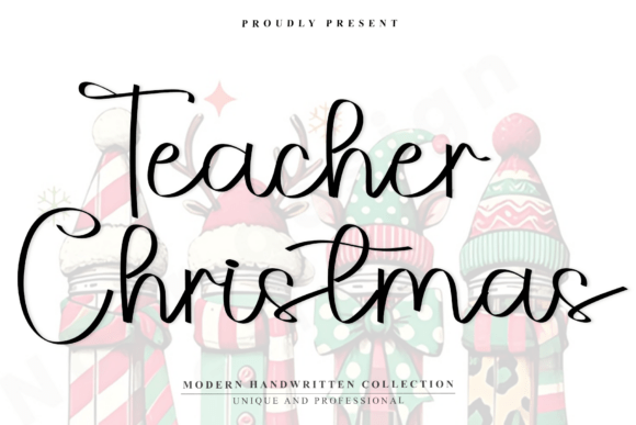 Teacher Christmas Font for Handmade Holiday Crafts